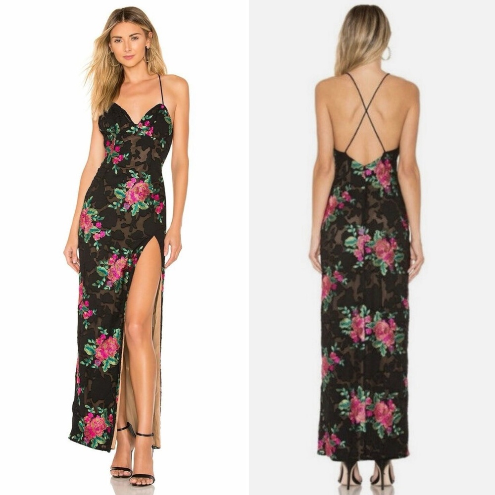 Michael Costello x REVOLVE Savannah Gown Fuchsia Floral Size Small NWT
